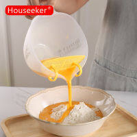 Houseeker ชามผสมเหลวสำหรับไข่ถ้วยตวง900มล. พร้อมแผ่นกรองในตัวชามซักผ้ากรองข้าวผลไม้ถ้วยวัดสำหรับการอบ Kitc