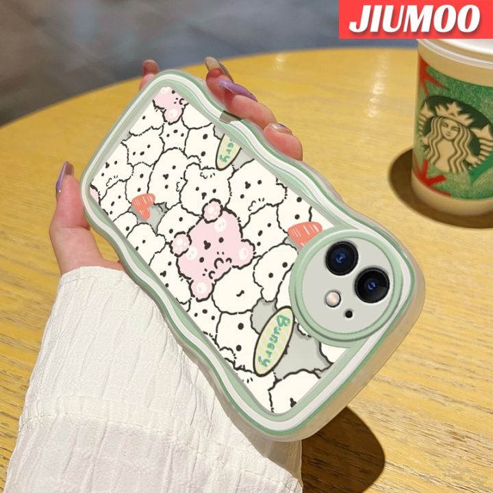 jiumoo-เคสโทรศัพท์ปลอกสำหรับ-samsung-galaxy-a52s-5g-a52-4g-a52-5g-เคสการ์ตูนน่ารักลายกระต่ายขอบคลื่นเคสโทรศัพท์ซิลิโคนใสกันกระแทกแฟชั่นปลอกนิ่มเคสโปร่งใสป้องกันเลนส์กล้องดีไซน์ใหม่