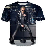 Johnny Hallyday 3D พิมพ์เสื้อยืด U Nisex ฤดูร้อนแฟชั่นสไตล์ลำลองเสื้อยืดผู้ชายและผู้หญิง Streetwear ขนาดใหญ่ท็อปส์ประเดิม