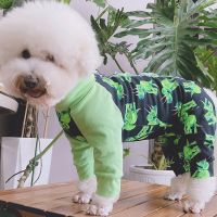 Pet Dog Jumpsuit Thin Printed Overalls Pure Cotton Puppy Clothes Protect Belly Pajamas For Small Dogs Chihuahua Poodle Home Wear Clothing Shoes Access