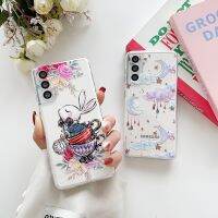 ?The Moon Rabbit Transparen เคสสำหรับ Samsung Galaxy S23 S21 S22มากบวก S20 FE A23 A14 Note20 A34ฝาหลังนิ่มกันกระแทก