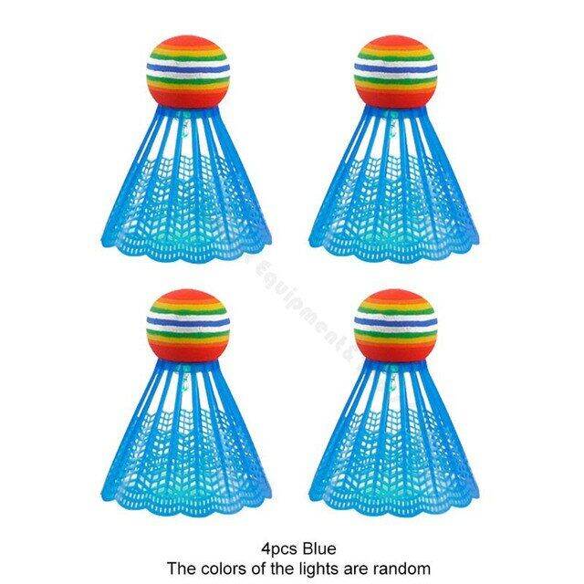 4pcs-led-lighting-badminton-birdies-glow-in-the-dark-night-nylon-shuttlecock-rainbow-ball-head-for-outdoor-indoor-sports