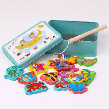 8Pcs Magnetic Toys For Toddler Magnetic Fishing Game Fishing Game Toy  Wooden Educational Toy Fine Motor Skill Toy