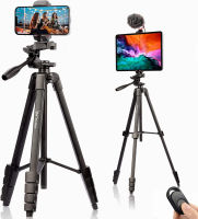 Tripod for iPad and iPhone, Lusweimi 66-Inch Phone Tripod Stand for iPad Pro 12.9"/Tablet/Webcam, Lightweight Camera Tripod with Phone Holder/Bluetooth Remote/Carry Bag for Vlogging/Video Recording