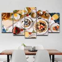 5Pcs Modular ผ้าใบงานศิลปะกรอบความละเอียดสูงพิมพ์โปสเตอร์อาหารอร่อยภาพ Wall Art Ideal Home Decor สำหรับห้องนั่งเล่นหรือห้องครัว