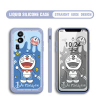 Casing Ponsel สำหรับ Realme 11 5G Realme 11 Pro 5G Realme 11 Pro + 5G Realme Narzo 60 5G OPPO Reno10 Pro + 5G น่ารัก Smile Dorae-Mon สแควร์ของเหลวคลุมทั้งหมดเคสป้องกันทนแรงกระแทกกล้อง