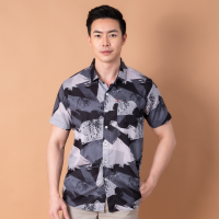 เสื้อเชิ้ตทรงฮาวาย รุ่น ABSTRACT PRINTED SHIRT (สีดำ)