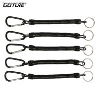 ❏  Goture 5pcs 22.5cm Black Fishing Lanyard Ropes Retractable Plastic Spiral Rope Tether Safety Line Fishing Accessories