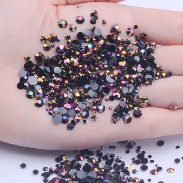 Black Rhinestones Glue On Crystals Crafts Making Flat Back Nail