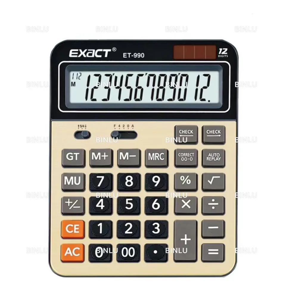 Electronic calculator 12 digits LED display,dual power/solar