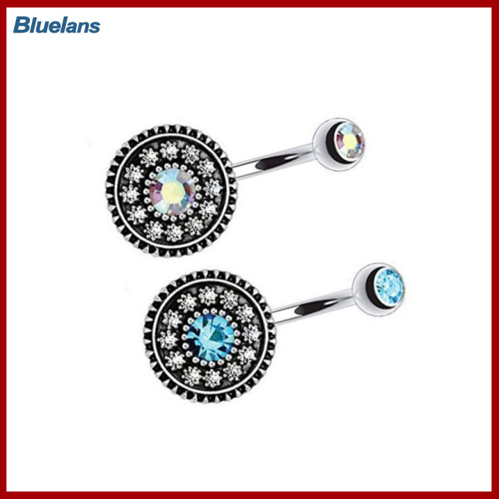bluelans-เครื่องประดับแหวนสำหรับเจาะร่างกายสะดือหน้าท้องกลมสำหรับผู้หญิง2ชิ้น