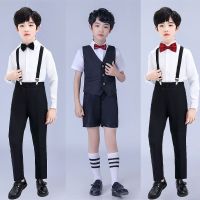 【Ready】? Children boy dress suit suit wedding flower girl boy presider performance piano costume England spring and autumn