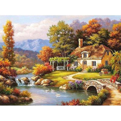 Landscape DIY 11CT Cross Stitch Embroidery Kits Needlework Craft Set Cotton Thread Printed Canvas Home Decoration Hot Sale