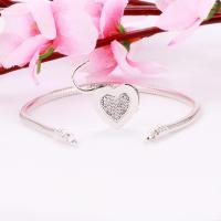 925 Sterling Silver Basic Chain Diamond Inlaid Silver Lock Emperors Heart Bracelet