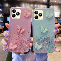 เคสโทรศัพท์ Realme C51 C53 C55 C33ใหม่ NFC C31 C30ใหม่2023อะคริลิกสีสันผีเสื้อตกแต่งนิ่มโปร่งใส Realme C51เคสฝาครอบ NFC