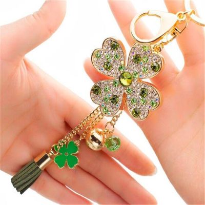 Four Leaf Clover Keyring Keychain Four Leaf Clover Lucky Keychain - Crystal Key - Aliexpress