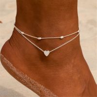 Womens Anklet Bohemian Layered Heart Anklet 2023 Summer Fashion Beach Anklets On Foot Ankle Bracelets For Women Leg Chain New