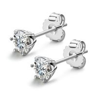 925 Silver 1 Ct Moissanite Ear Studs Round Women Trendy Engqaqement Gift LESF Jewelry Recommendation