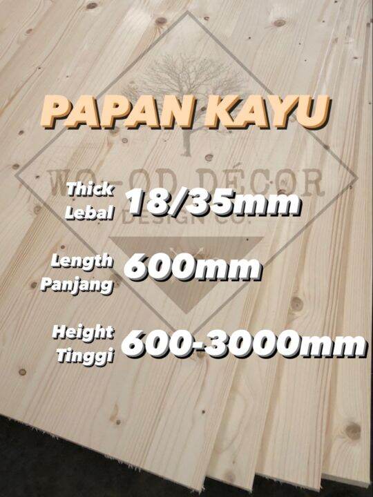 Wood Board 2ft L600 Papan Kayu Perabot / Pine Whitewood Timber Wooden