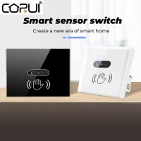 ✼▼ CORUI Smart Wall Light Switch Infrared Sensor No Need Touch EU Standard Glass Display Panel Smart Home Electrical Power On Off