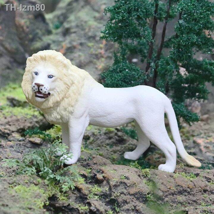 ของขวัญ-children-simulation-animal-model-of-solid-white-static-african-lion-decorative-furnishing-articles-hands-do-toys