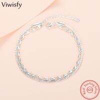 Viwisfy Double Layers Real 925 Sterling Silver Bracelets For Women Extend Chain Adjustable Lobster Clasp Bangles VW22002