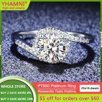 100% Original PT950 Platinum Rings For Women Round 1 Carat D Color VVS1 Diamond Moissanite Wedding Rings Vintage Fine Jewelry