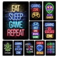 Neon Games Metal Tin Sign Game Center Tin Plaque Metal Plate Just One More Game Tin Poster Metal Sticker for Man Cave