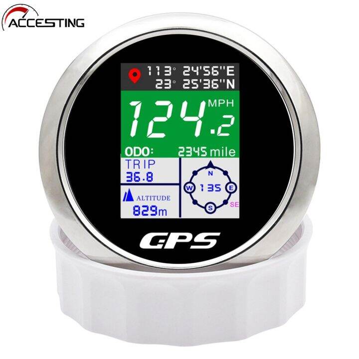 EVO Digital 6-Gauge Set - GPS Speedometer With White & Green LCD