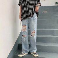 COD IOED95 【S-3XL】ยีนส์ แฟชั่นใหม่ กางเกงยีนส์ทรงหลวม ใส่สบายสำหรับผู้ชาย