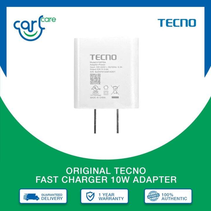 Original Tecno Fast Charger 10w Adapter Lazada PH