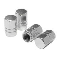 จุกวาล์วยางอลูมิเนียม 4 ชิ้น สีเงิน  Aluminum Tire Valve Cap 4pcs Set Silver