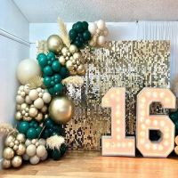 95pcs Metal Gold Dark Green Sand White Balloons Garland Arch Kit Christams New Year Party Decor Wedding Birthday Baby Shower Glo Balloons