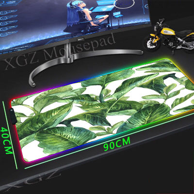 XGZ Fresh Green Leaves Big RGB Mouse Pad Black Lock Edge Computer Desk Rubber Speed Non-slip 900x400 800x300