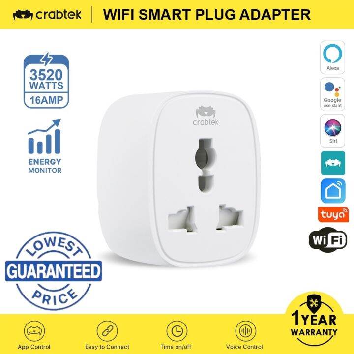 CrabTek WiFi Plug Adapter Monitoring 16AMP Aircon Alexa/Google