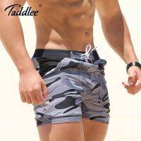 HOT★Taddlee แบรนด์เซ็กซี่ชุดว่ายน้ำของผู้ชายชุดว่ายน้ำ Man Plus ขนาดใหญ่ XXL Camouflage Basic ว่ายน้ำชายหาดยาวกางเกงขาสั้นนักมวยผู้ชาย