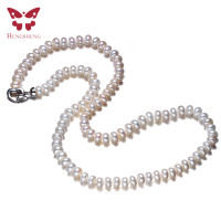 Amazing Price White Natural Women Freshwater Pearl Necklace,925 Sterling Silver Necklace,Fashion Beads Jewelry,45cm Length