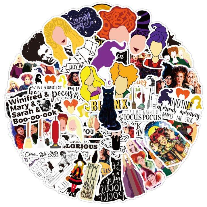 10-30-50pcs-disney-hocus-pocus-horror-halloween-witch-stickers-graffiti-for-luggage-skateboard-fridge-phone-decals-sticker-toys