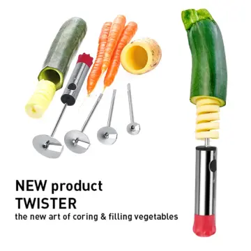 4Pcs/set Zucchini And Eggplant Corer Vegetable Spiral Cutter