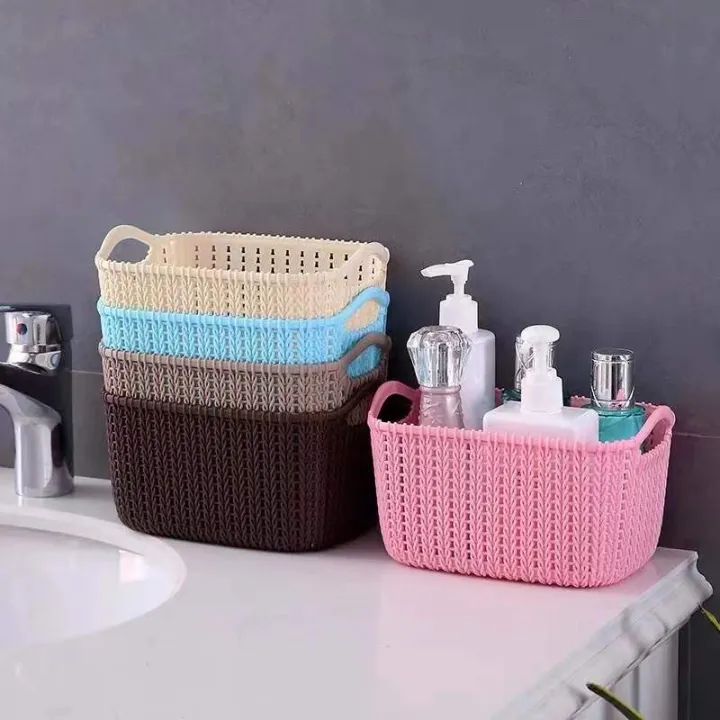 Plastic Portable Storage Basket Desktop Rattan Basket Storage Bbox