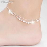 KOFSAC Fashion 925 Sterling Silver Anklets For Women Exquisite Star Small Tube Ankle Chain Jewelry Girl Summer Beach Party Gifts