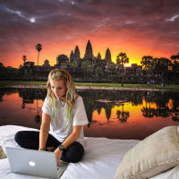 Angkor Wat Temple Tapestry Wall Hanging Beautiful City Night Scene Bridge Tapestry Print Polyester Backdrop Ceiling Table Cloth