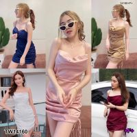 SS14160 เดรสสายเดี่ยว รูดข้าง เนื้อหนา spaghetti strap dress, side slit, thick