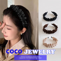 COCOJEWELRY ฝรั่งเศสย้อนยุคจับจีบสีดำที่คาดผมที่คาดศีรษะแบบถักกว้างเครื่องประดับผมเครื่องประดับถ้ำปิ่นปักผมที่สง่างามขายส่ง