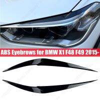 2pcs Glossy Black Eyebrows for BMW X1 F48 F49 2015 2016-2022 Headlight Eyelids Lids ABS Plastic Body Kit Spoiler Accessories