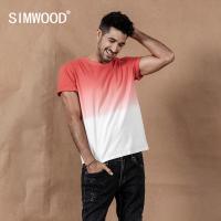 SIMWOOD 2021 summer new hang dye t-shirt contrast color 100 cotton tops causal breathable plus size Tees SI980533