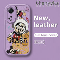 เคส Chenyyyka สำหรับ OPPO A98 5G A1 5G F23 5G ลายการ์ตูนนักบินอวกาศมิกกี้เคสใส่โทรศัพท์หนังใหม่เคสกล้องฝาปิดเลนส์เต็มรูปแบบกันกระแทกฝาหลังป้องกันซิลิโคนเคสนิ่ม