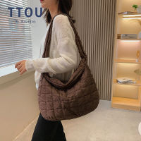 Fashion Space Pad Cotton Women Shoulder Bag Soft Solid Female Shopper Bag Lady Nylon Padded Bags Winter Quilted Crossbody Bag