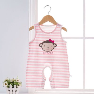 【Ready】🌈 Baby one-piece summer thin cotton pajamas romper newborn baby open vest vest bag fart clothing baby crawling suit
