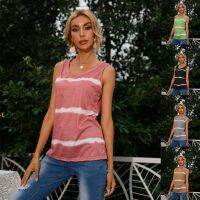 2022 independent station new summer European and American womens loose casual striped sleeveless T-shirt vest ❤